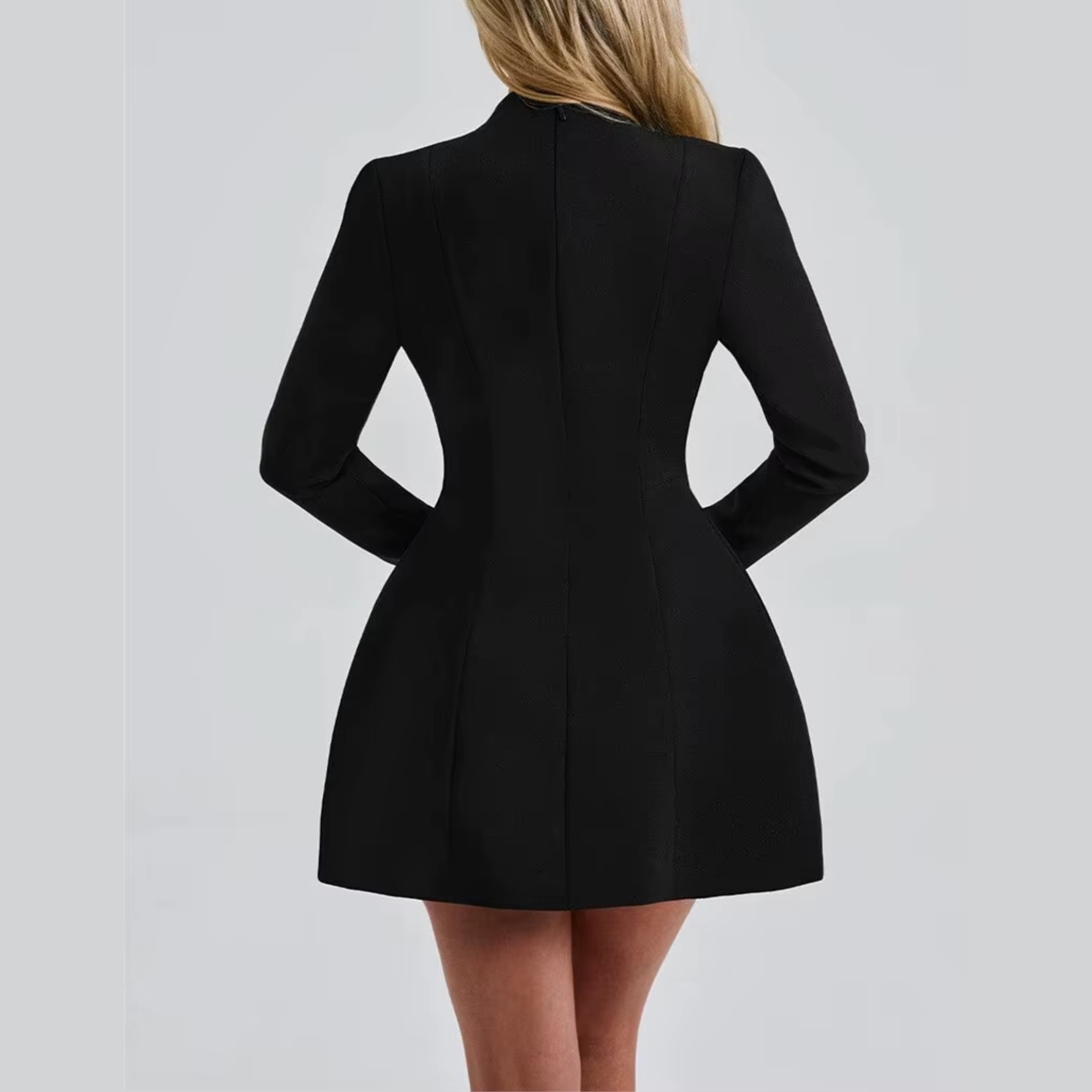 Crimson - Black Deep V A-line Mini Dress