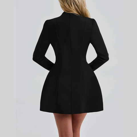 Crimson - Black Deep V A-line Mini Dress