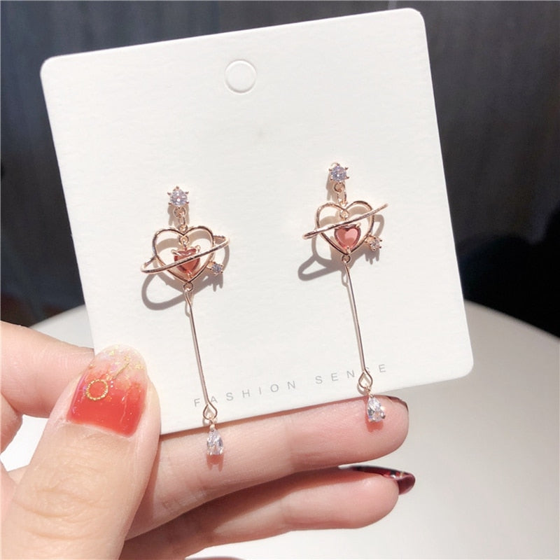 Pendientes de corazón de cristal