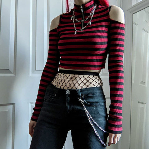 Goth Grunge Striped Top