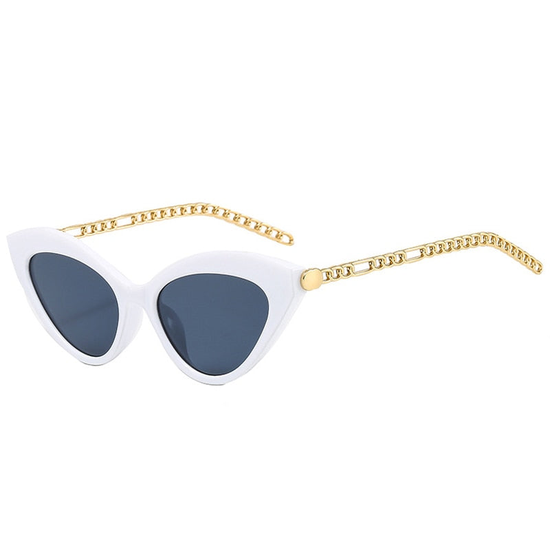 Retro Cat Eye Metal Chain Frame Sunglasses