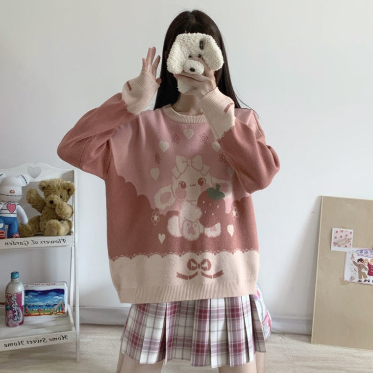 Japanischer Kawaii Erdbeerpullover