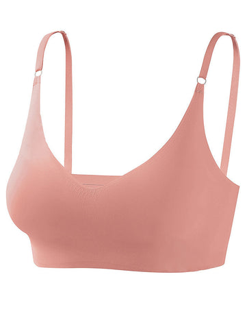 Low Back Seamless Push-up Wireless Bra HotPink