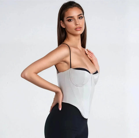 Ramona - White Padded Corset Style Top