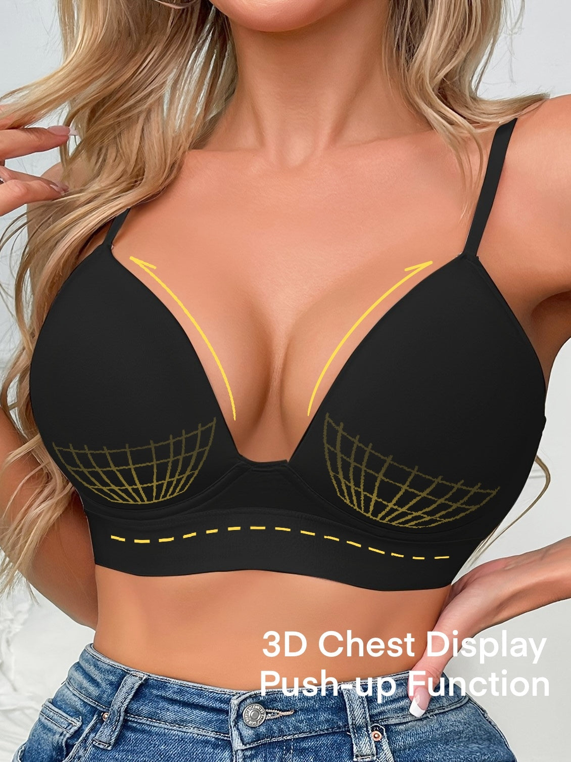 Simple Solid Push Up Bra, Comfy & Breathable Everyday Bra Black