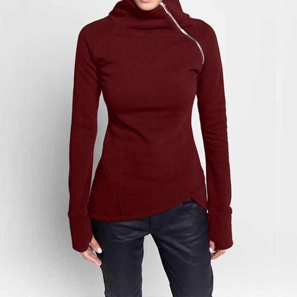 Turtleneck Long Sleeve Women’s Zipper Jacket