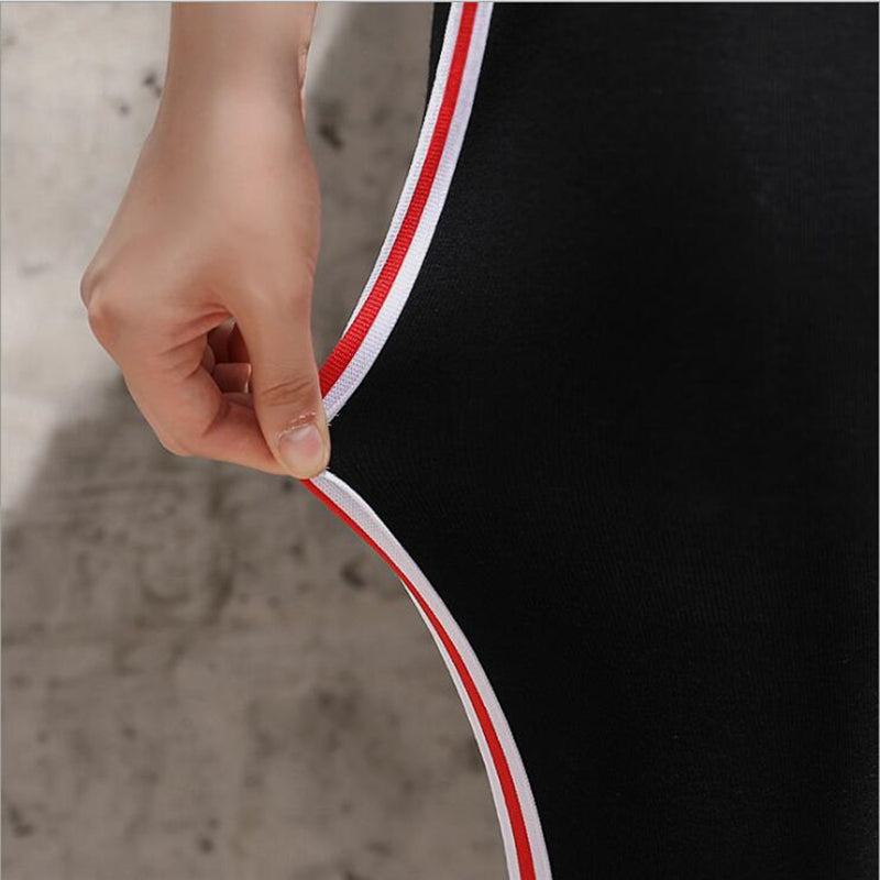 Women Cotton Side Stripe Sports Fitness Leggings