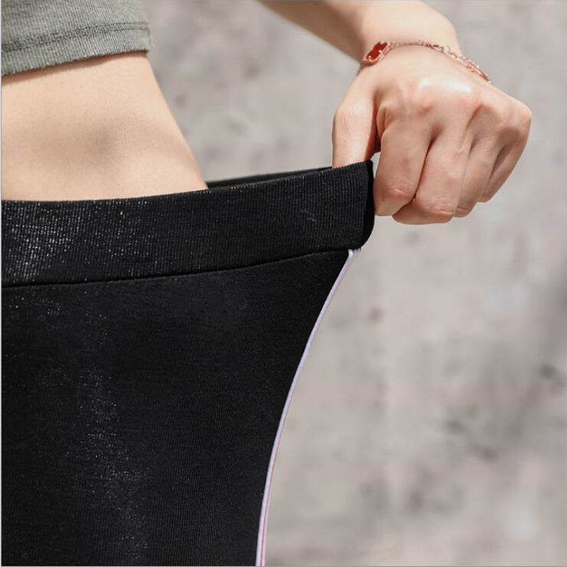 Women Cotton Side Stripe Sports Fitness Leggings