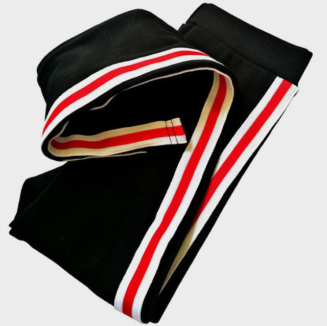 Women Cotton Side Stripe Sports Fitness Leggings