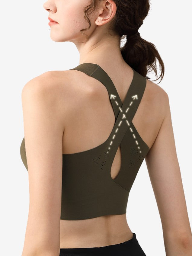 Vest-style Seamless Back Hollow Wireless Sports Bra