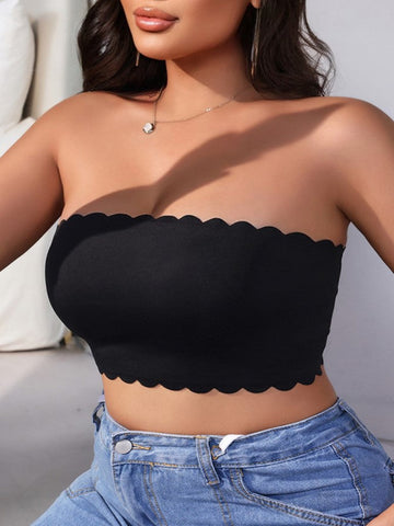 Sexy wave edge breathable non-slip steel ring seamless tube top bra