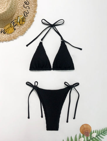 Two piece metal ring bikini set