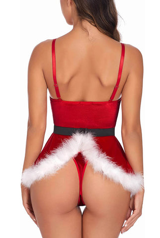 Conjunto de lencería navideña de Papá Noel de Avidlove, camisones de encaje, ropa de dormir 