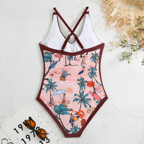 Women's 1 Piece Swimsuit + Vintage Printed Swimsuit