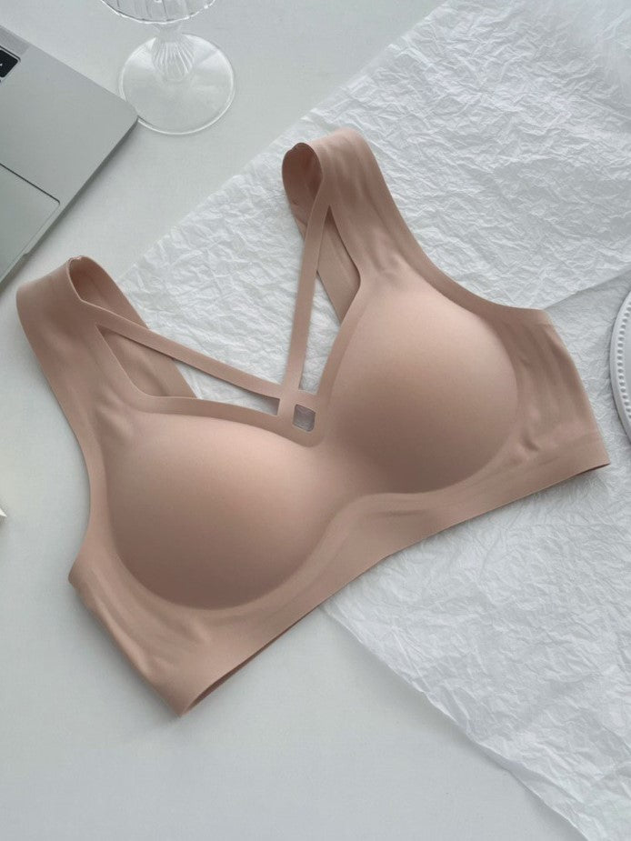 Nude Jelly Strip Support Breathable Comfort Seamless Bra Pink