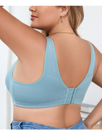 Breathable Wireless Bra Back Close Wide Strap Skyblue