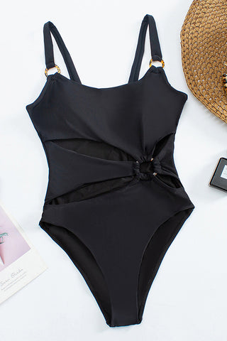 Ring Cutout One-Piece Swimsuit  - Black