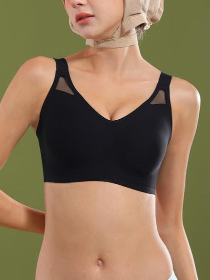 Seamless Fixed Cup Wireless Push-up Bra Black