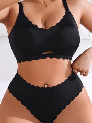 Conjunto de sujetador push-up transpirable sin costuras de seda de hielo, talla grande