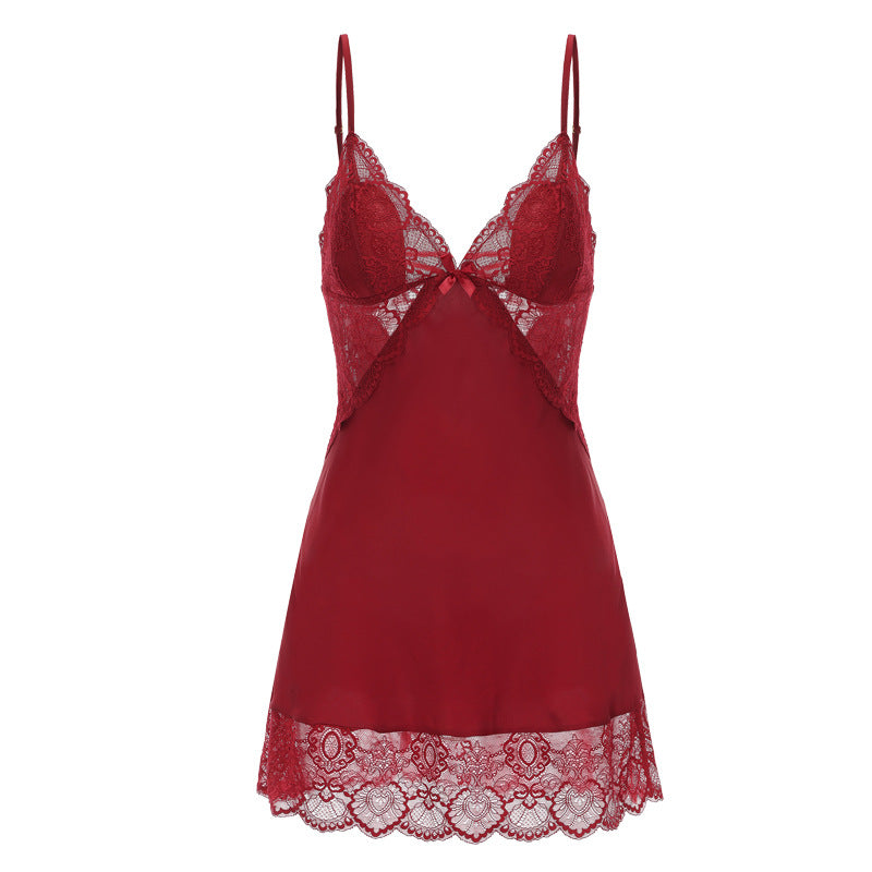 Underwear See-Through Lace Nightgown Set