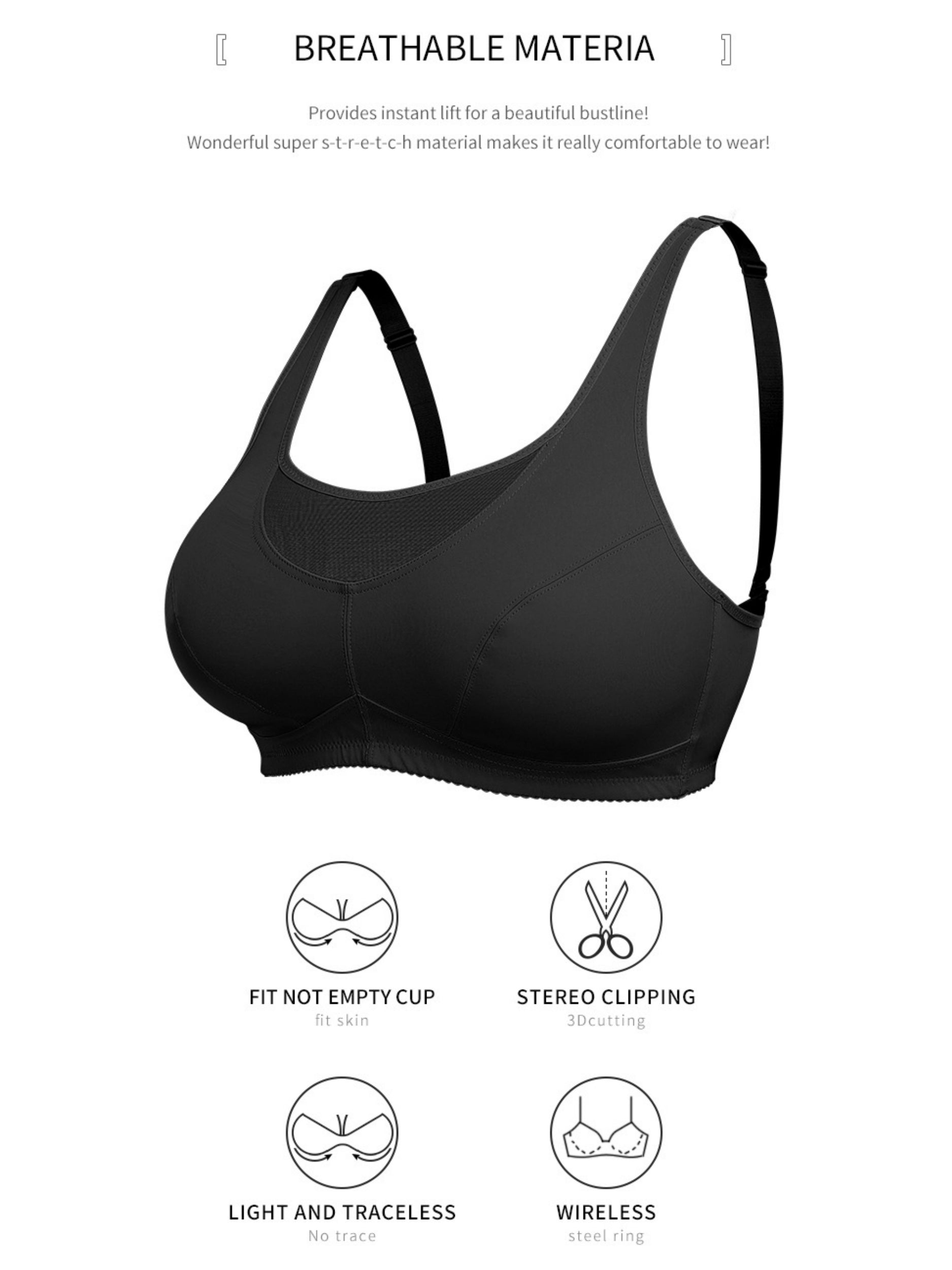 Women's Push Up Bra Full Cup Plus Size Bra Black