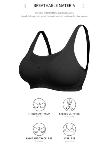 Women's Push Up Bra Full Cup Plus Size Bra Black