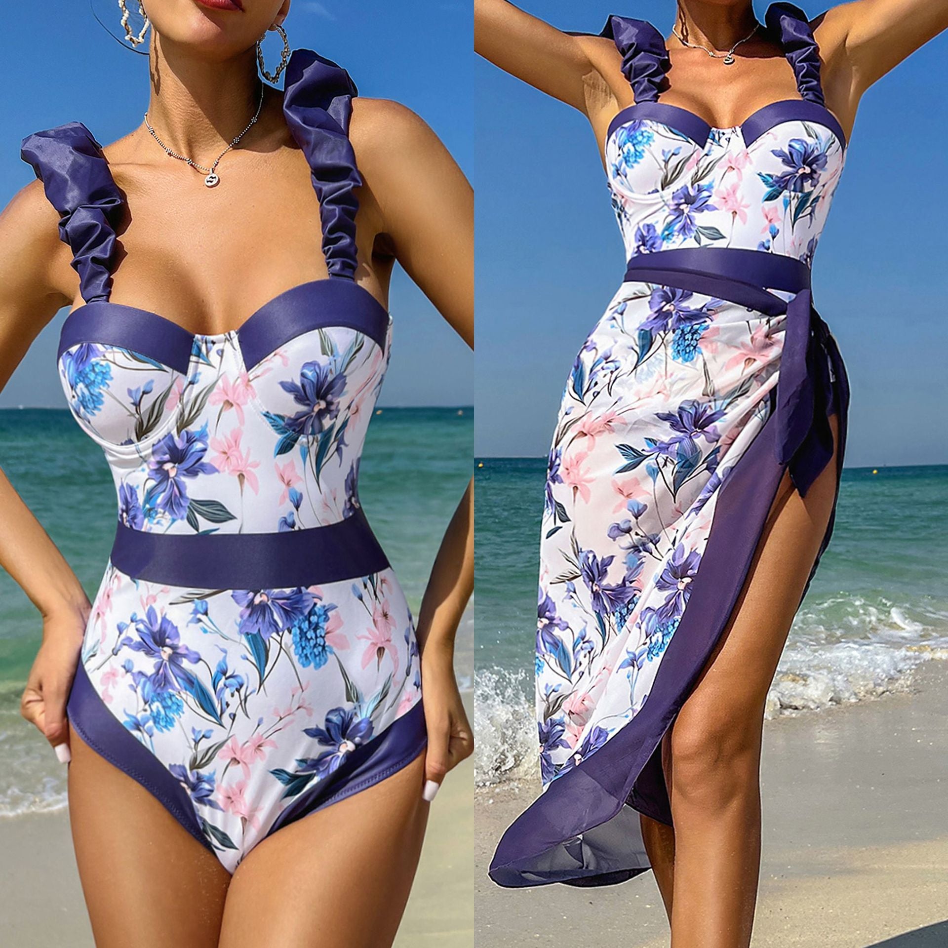 FLORAL PRINT ONE-PIECE SWIMSUIT