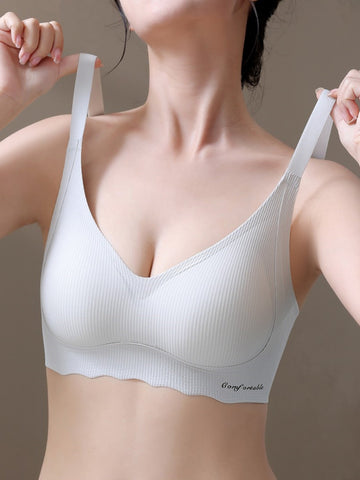 Adjustable Seamless Wireless Bra, Lifting, Gathering, Breathable & Comfortable LightGrey