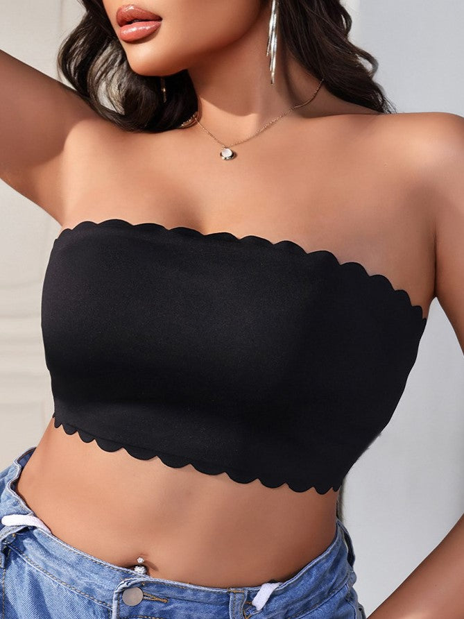 Sexy wave edge breathable non-slip steel ring seamless tube top bra