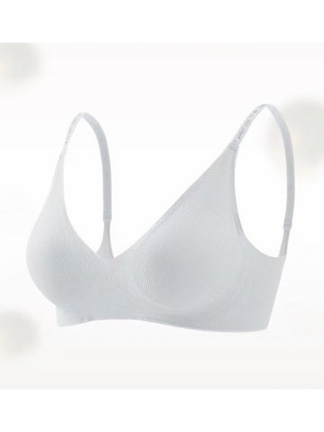 Deep V Push-up Sexy Wireless Bra White