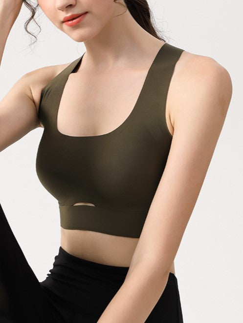 Vest-style Seamless Back Hollow Wireless Sports Bra