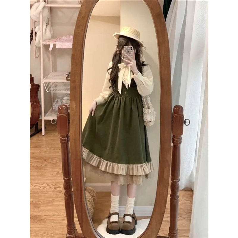 Elegant Vintage Outfit Set - Dress & Blouse