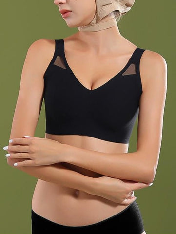 Seamless Fixed Cup Wireless Push-up Bra Black