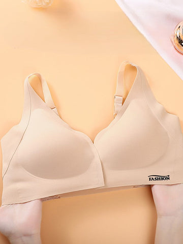 Front Closure Adjustable Seamless Push-up Bra Beige