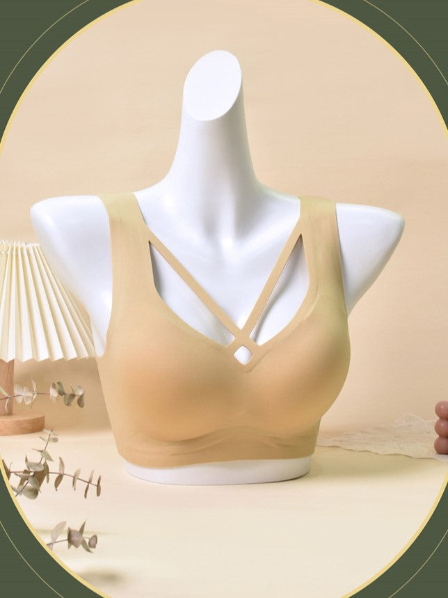 Nude Jelly Strip Support Breathable Comfort Seamless Bra Beige