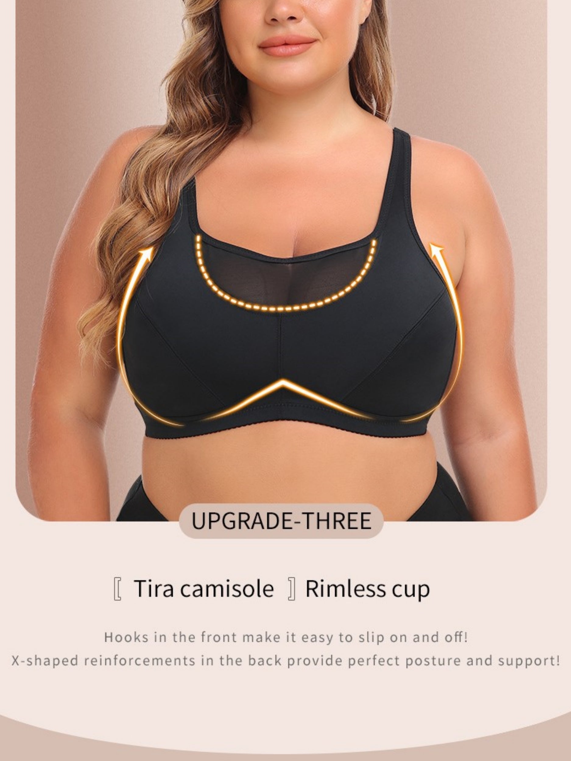 Women's Push Up Bra Full Cup Plus Size Bra Black