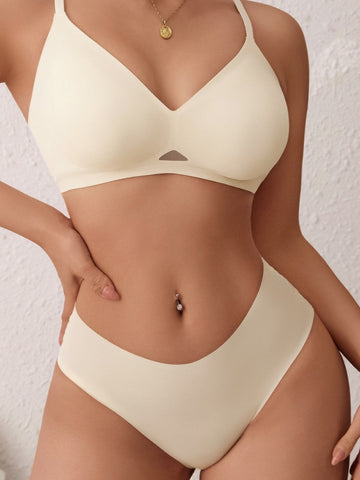 Conjunto de sujetador push up ajustable de una pieza sin costuras y sin aros