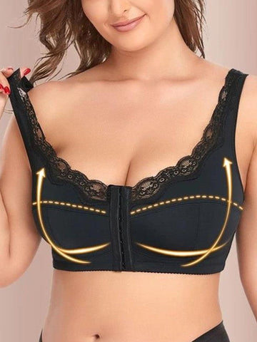 Lace Vest-style Push Up Wireless Bra Plus Size