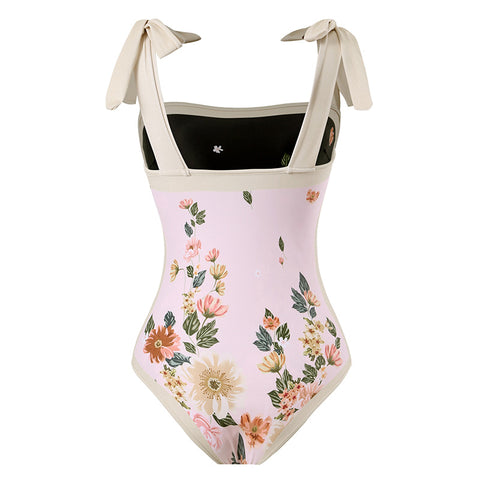 Conjunto de 2 piezas de bikini de playa con falda y estampado floral