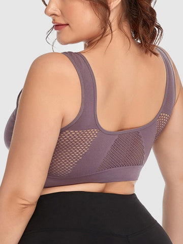 Bügelloser Hohl-Mesh-Sport-Yoga-BH RosyBrown