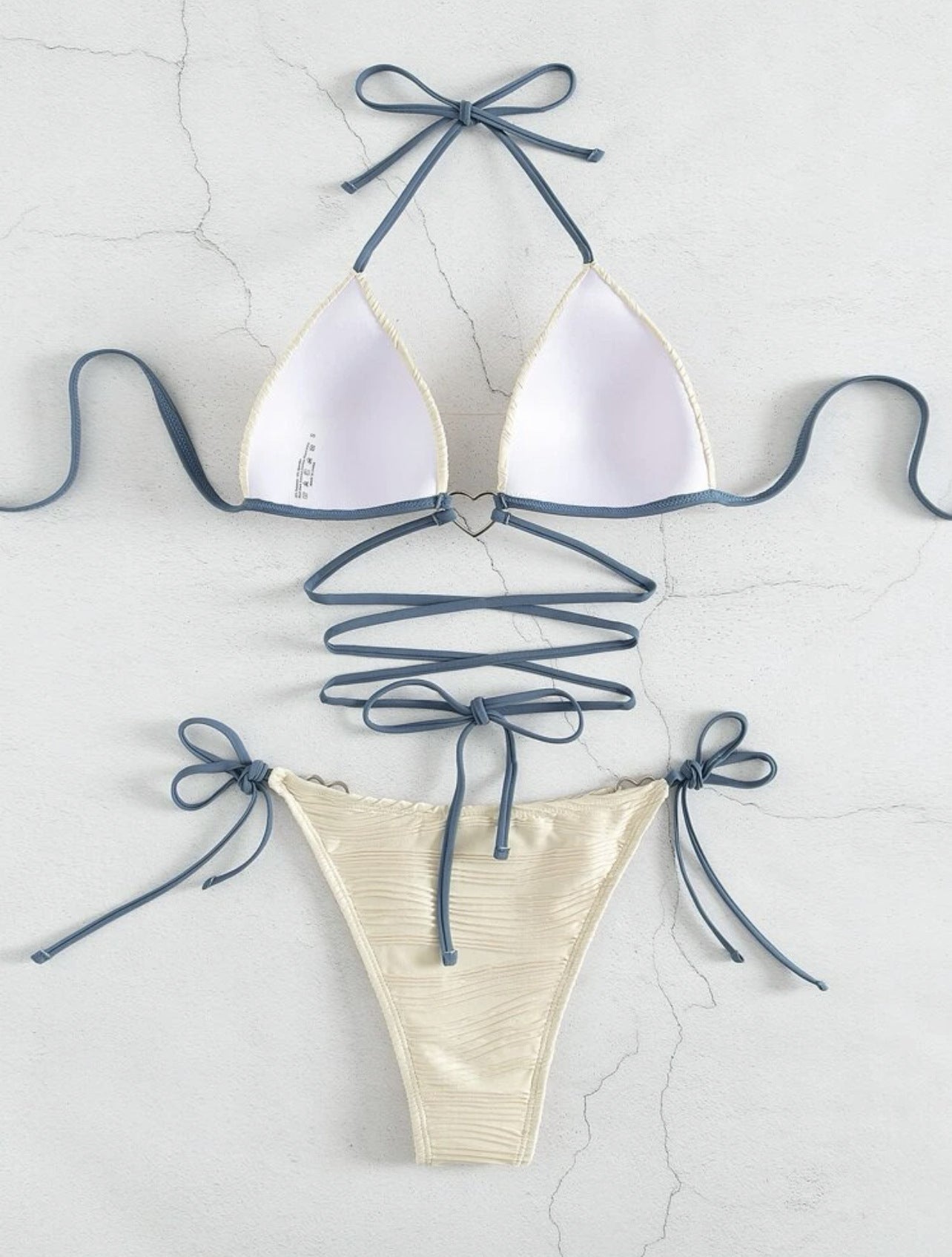 Heart-decorated halterneck bikini