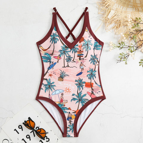 Women's 1 Piece Swimsuit + Vintage Printed Swimsuit