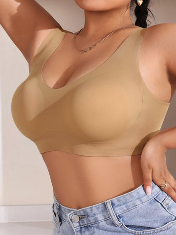 Solid Color Breathable Push-up Breast-control & Anti-sagging Seamless Bra