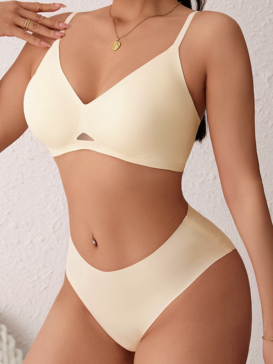 Conjunto de sujetador push up ajustable de una pieza sin costuras y sin aros