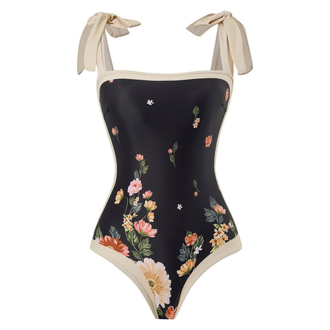 Conjunto de 2 piezas de bikini de playa con falda y estampado floral