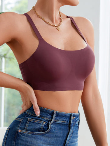 Sexy Letter Shoulder Straps Gather Seamless Breathable Wireless Bra