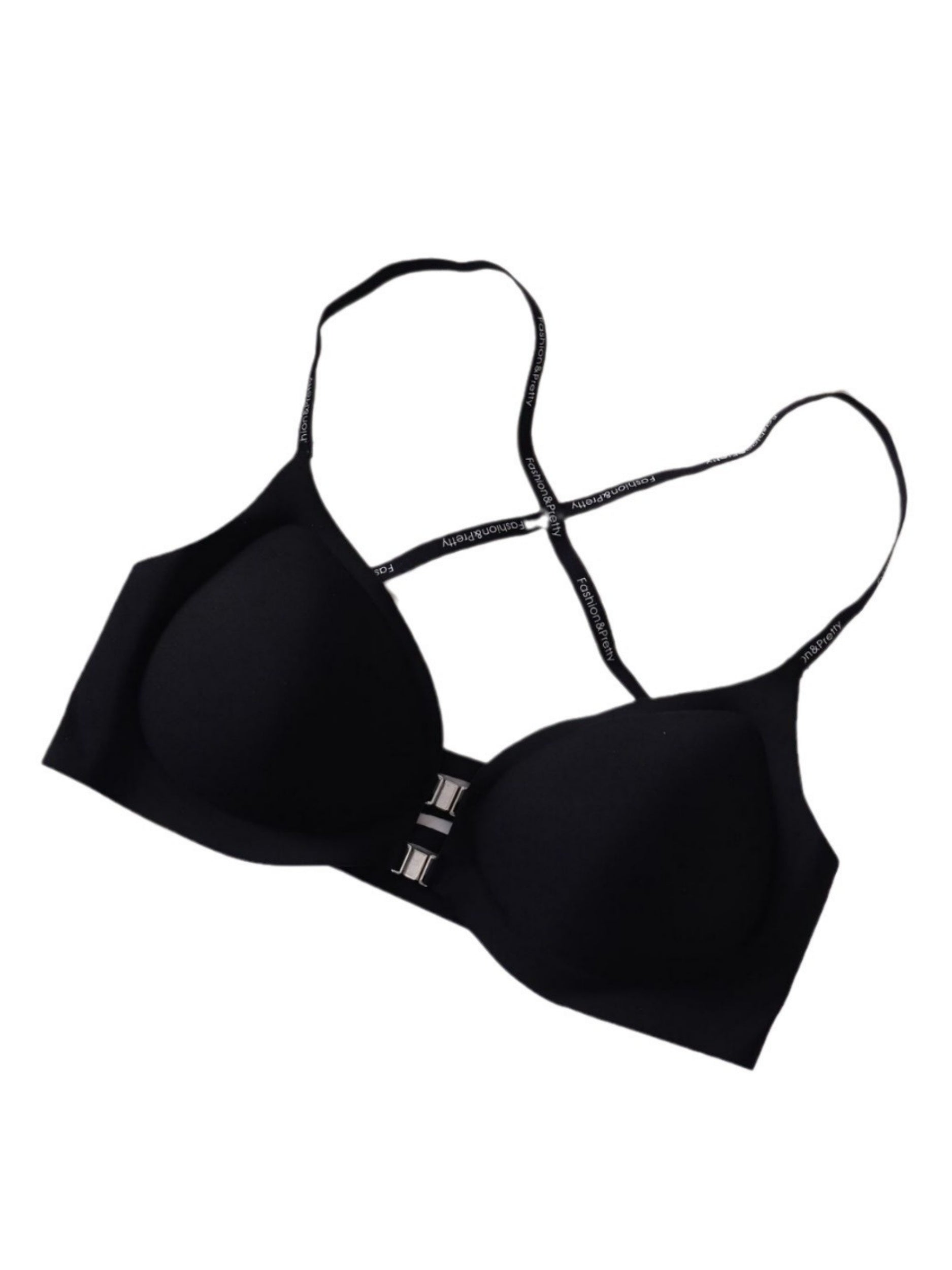 Front Closure Gathered Cross Thin Shoulder Straps Sexy Beautiful Back Wireless Bra