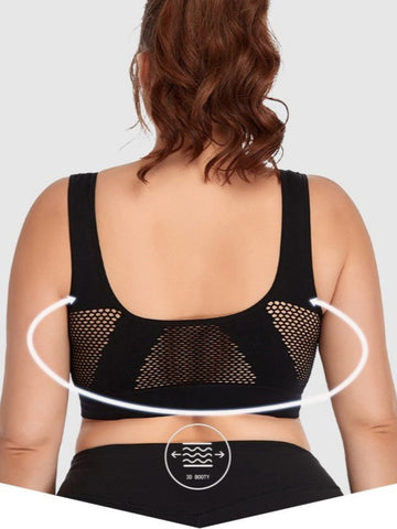 Wireless Hollow Mesh Sports Yoga Bra Black