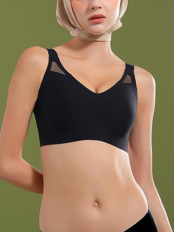 Seamless Fixed Cup Wireless Push-up Bra Black