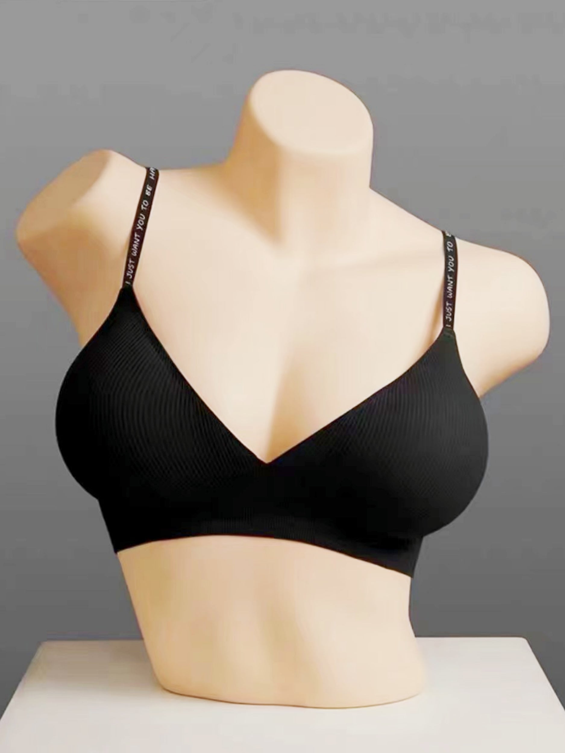 Deep V Push-up Sexy Wireless Bra Black